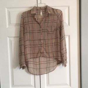 Beige  button up top.